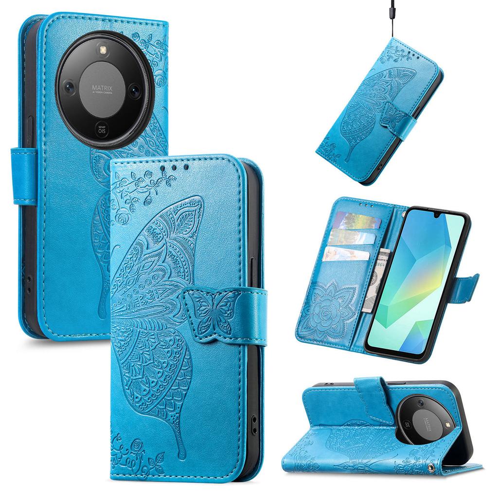 For Honor X70 5G/Honor X9d 5G/Honor Magic8 Lite 5G Case with Strap Butterfly Pattern PU Leather Wallet Phone Cover