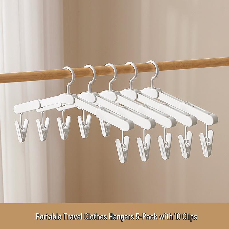 Portable Folding Travel Clothes Rack - Telescopic No-Punch Hanger for Indoor Drying