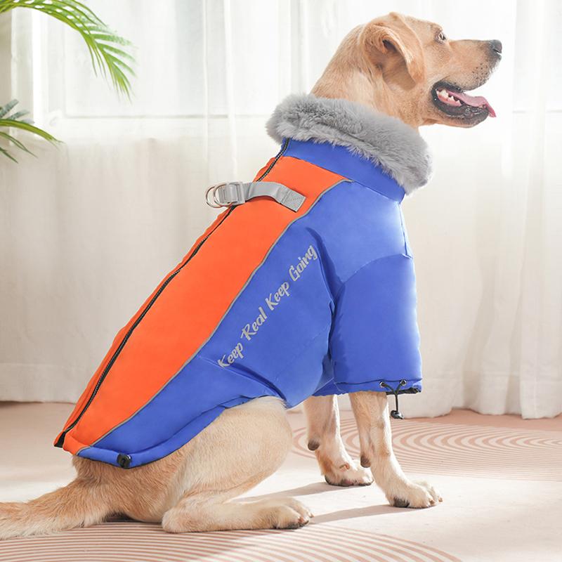 Big Fur Collar Pet Down Jacket for Medium Large Dogs Waterproof Big Dog Clothes Winter Golden Retriever Coats Mascotas Clothing