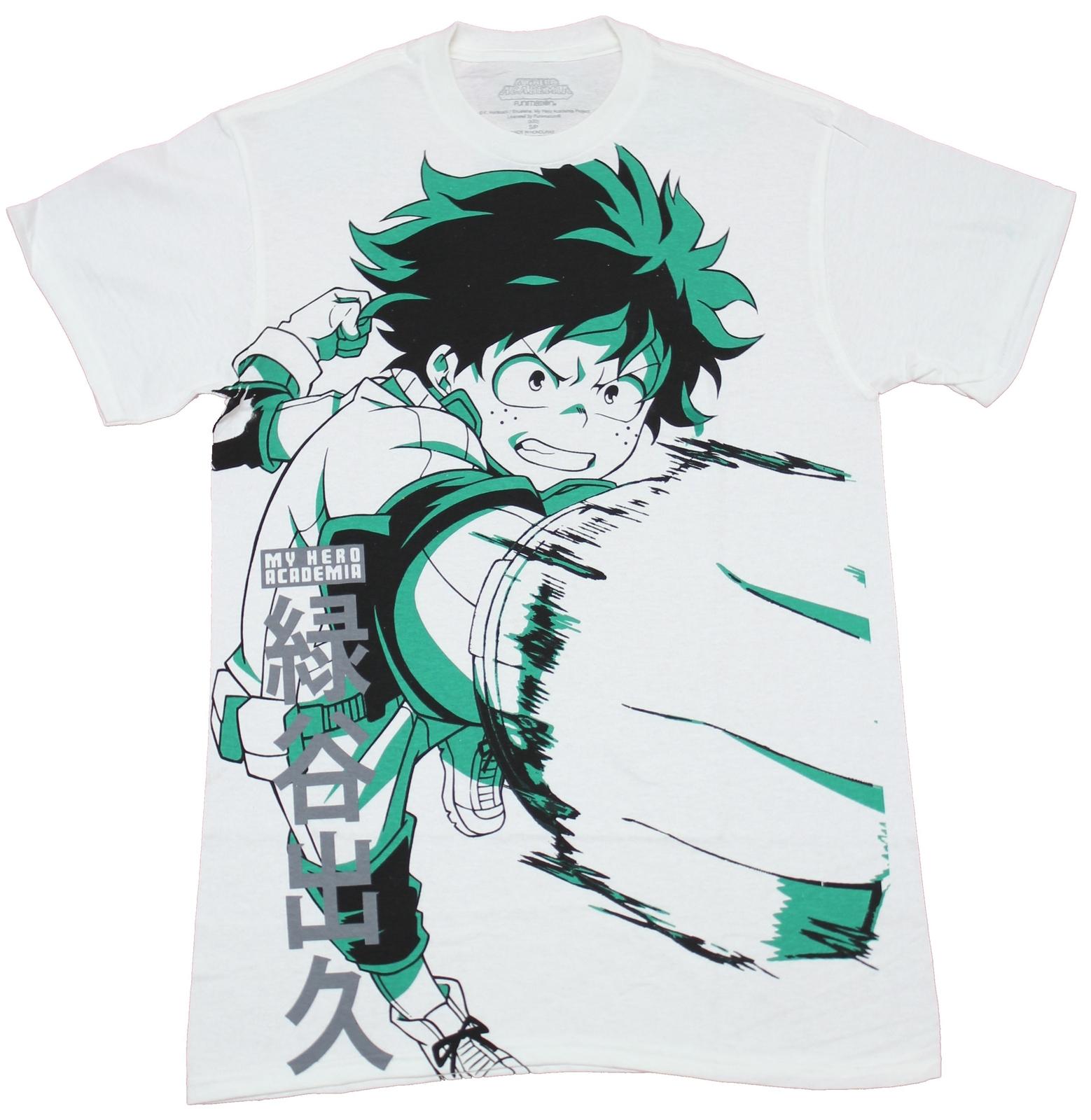 My Hero Academia Mens T-Shirt - Deku All Over Green Highlight Punch S
