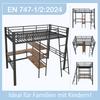 Kinderbett Hochbett 90x200 cm Funktionsbett Schreibtisch 3 Regale Etagenbett Bettrahmen Lattenrost ohne Matratze Kinder Erwachsene