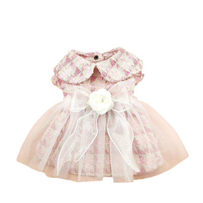 INS Pet Autumn/Winter Woolen Skirt Cute Skirt Checked Dog Coat Pet Cat Supplies Yarn Skirt Dress Dog Dresses for Small Dogs