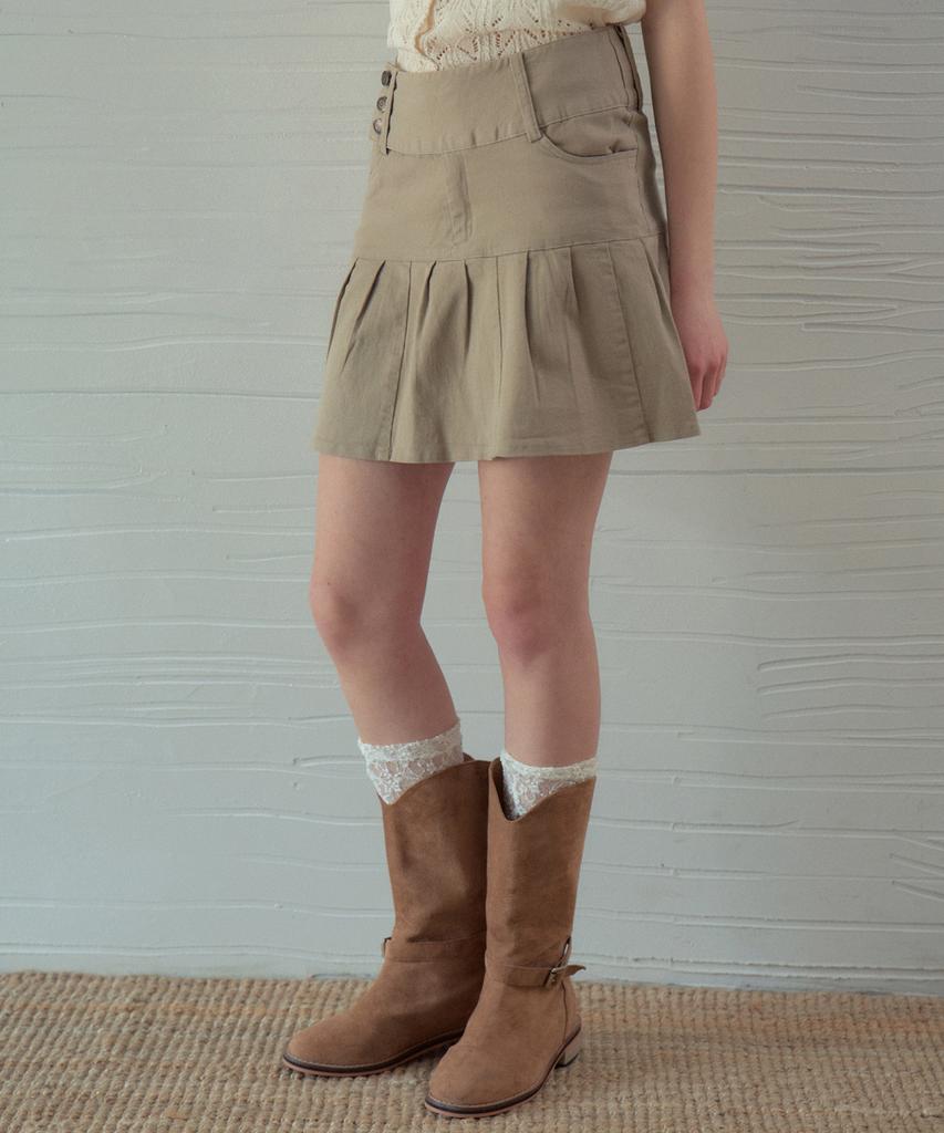 Aueonoseuteljia Twill Cotton Pintuck Skirt_Beige(Oc25-Sk01)