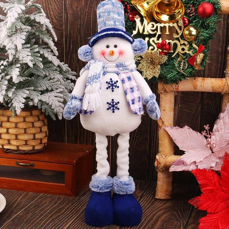 Stretchable Plush Doll Ornament Adjustable Height Telescoping Plush Figure Christmas Decoration for Living Room Bedroom