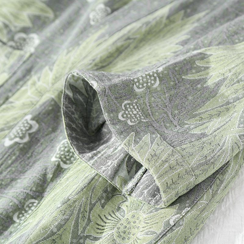 Women's Retro Pure Cotton Kimono Bathrobe Pajamas - Japanese Gauze Jacquard Sauna Homewear
