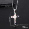 1PC Stylish Stainless Steel Cross Pendant Necklace, St. Benedict Pattern, Multi-Color Artificial Zirconia Embellishment