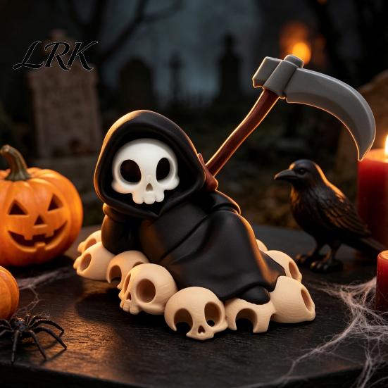 Umweltfreundliches Spielzeug 9 Stück Sensenmann Figuren, Coole Totenkopf Skelett Statuen, Gothic Dunkel Halloween Einzigartige Heimdekorationen Dekoration