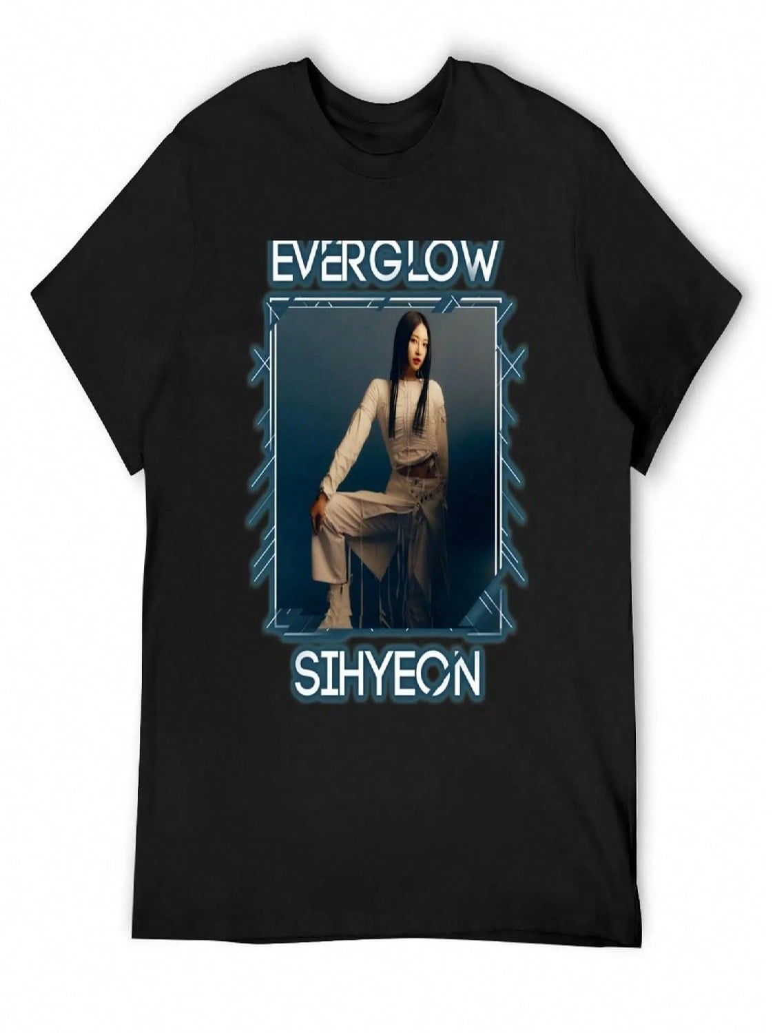 Everglow - Sihyeon T-Shirt Oversized Sweat Cute Tops Graphics Black T Shirts For unisex S разноцветный