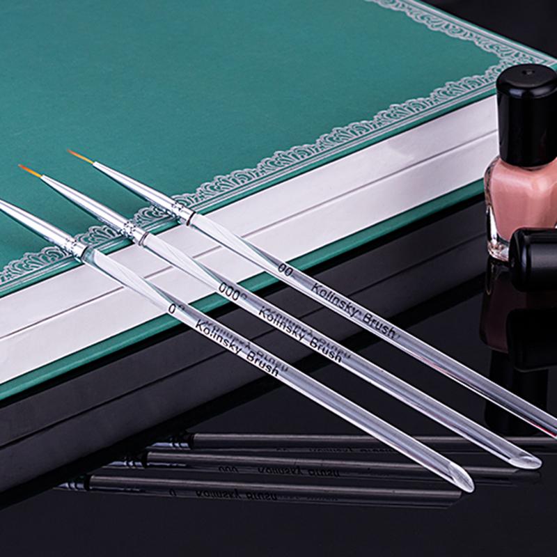 3 Pcs Gel Pen Brush Nail Art Brush Pen Dotting Drawing Paint Salon Tool Set