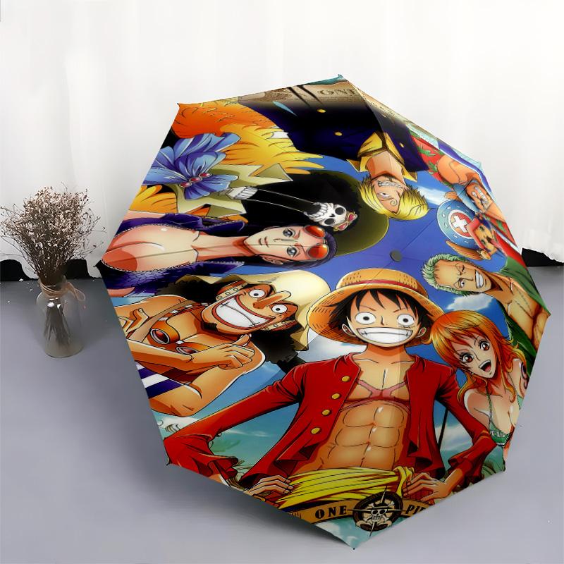 1 PC Automatic Folding Umbrella - One Piece Monkey D Luffy Pattern Portable Foldable Design With 8 Ribs Christmas Birthday Gifts
