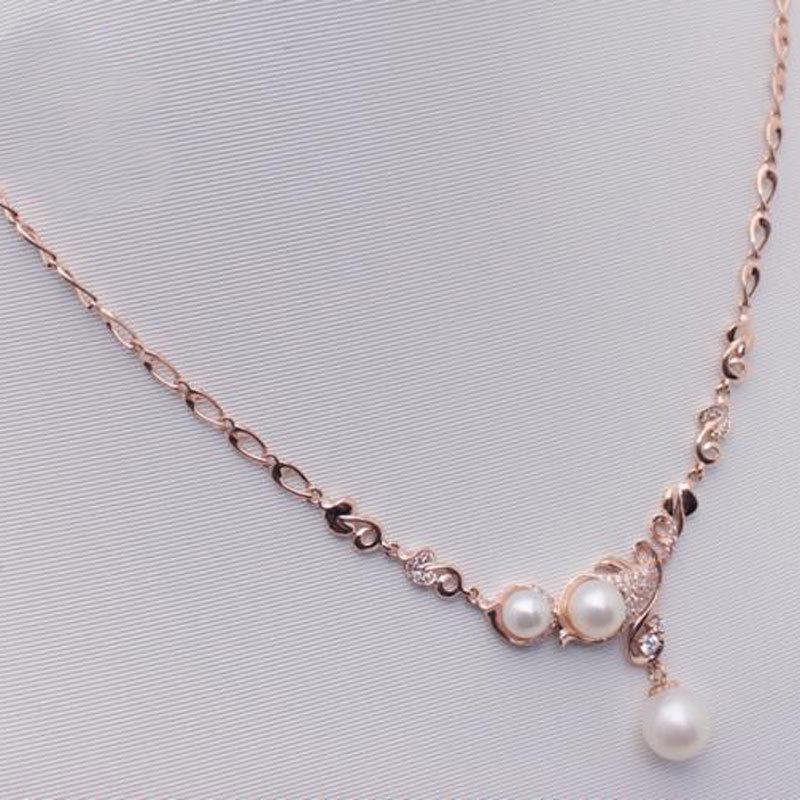 Purple Gold Fashion Luxury High-End Exquisite Foreign Gas Plated Rose Gold Shining Pearl Necklace