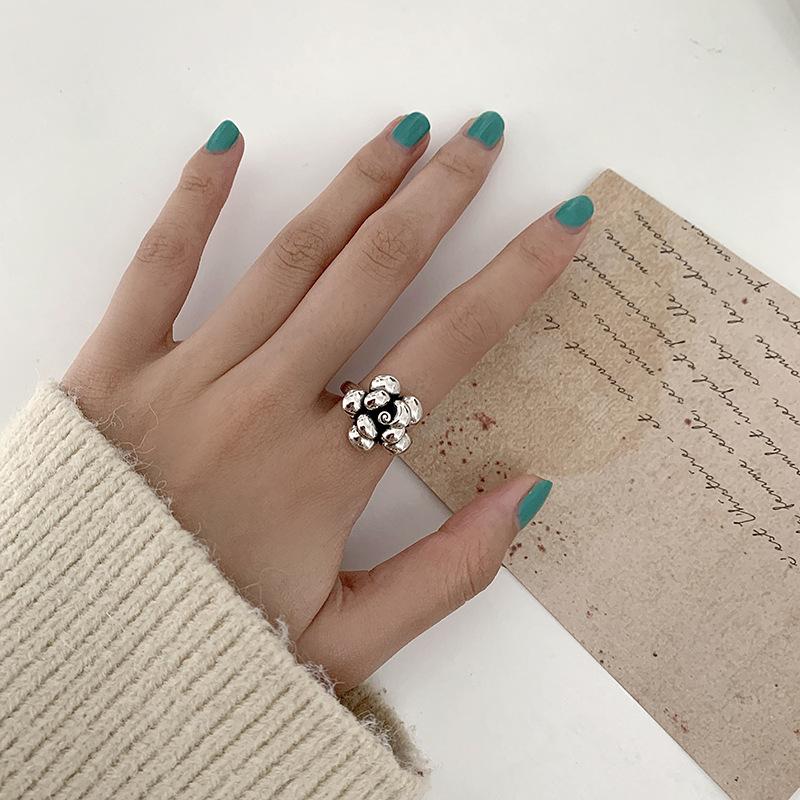 Hot Sell Trendy Rose Flower Thai Silver Ladies Party Rings Wholesale  For Women Birthday Gifts No Fade