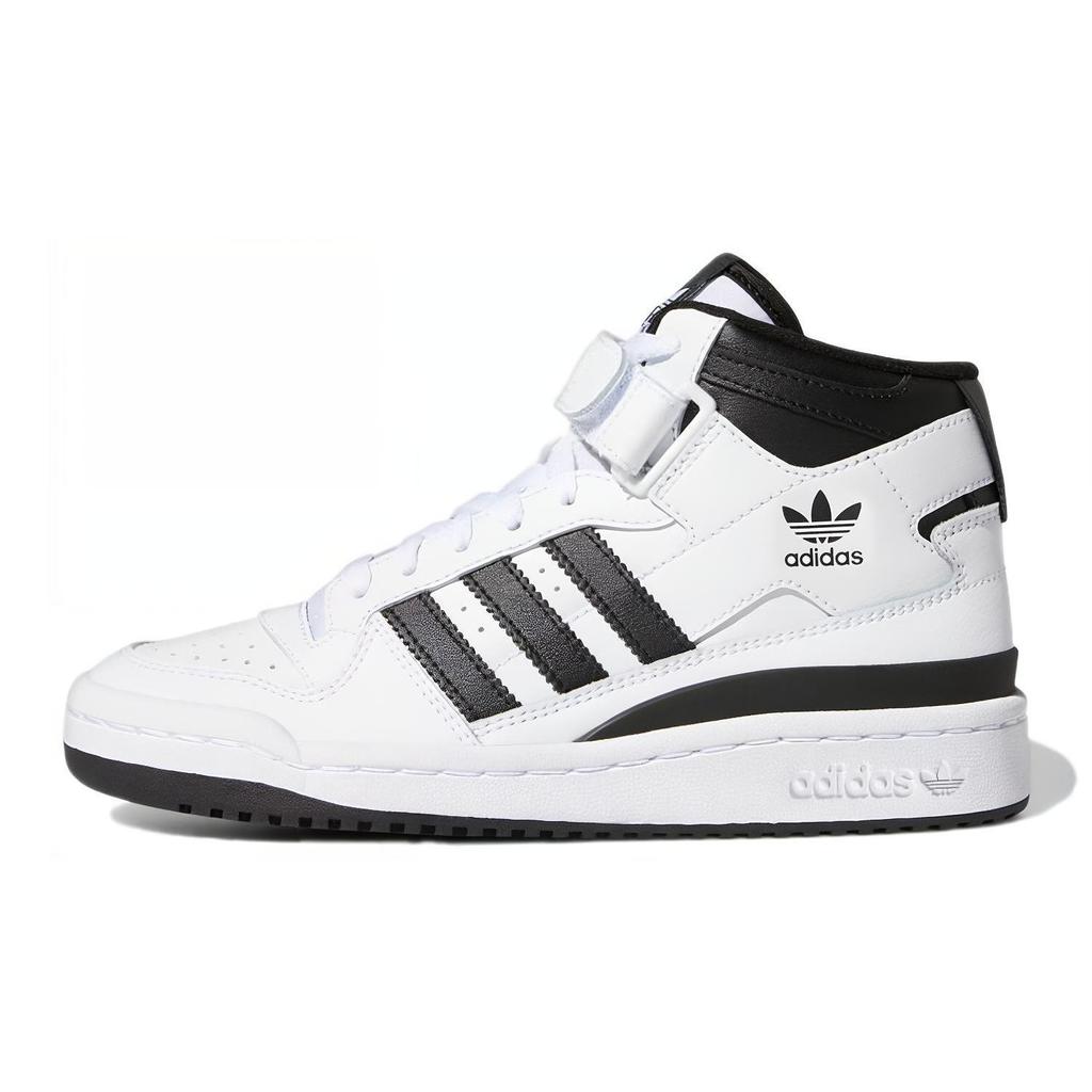Adidas Originals FORUM Mid J Abrasion Resistant High top Kids' Skateboarding Shoes White Black Teenagers FZ2083