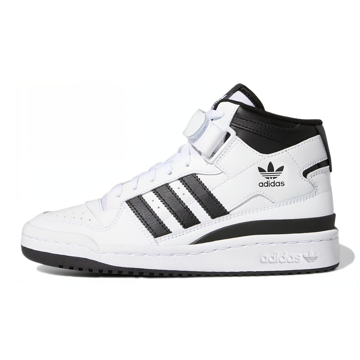 

Adidas Originals FORUM Mid J Abrasion Resistant High top Kids Skateboarding Shoes White Black Teenagers FZ2083 38