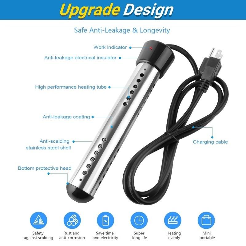 2000W/3000W High Power Immersion Electric Water Heater Mini Portable Fast Heating Bath Tub Shower Temperature Control Boiler