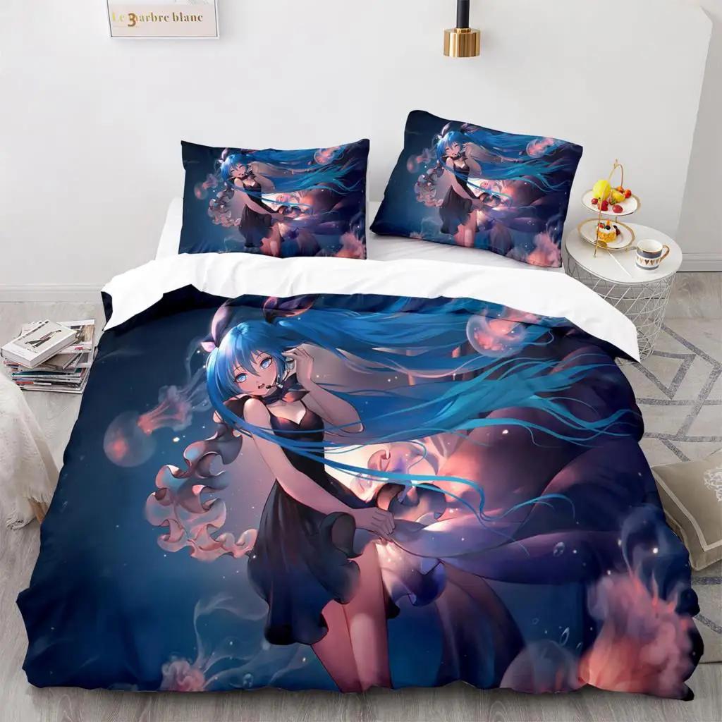 3D H-Hatsune M-Miku Bedding Set Single/Twin/Full/Queen/King Size Duvet Cover Set Aldult Kid Bedroom Decor Japan'S Music