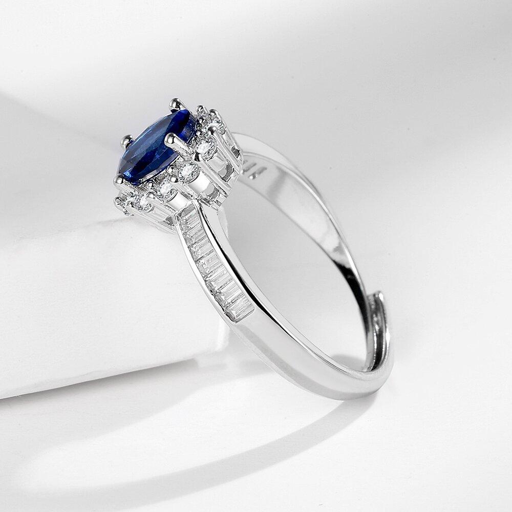 Light Luxury Imitation Natural Sapphire Silver Plated Open Ring Women'S Ring Seiko Silver Jewelry