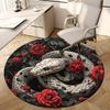 1pc Snake and Roses Artwork Round Carpet, Made of Polyester,Perfect for Decorating Office Chairs, Living Rooms