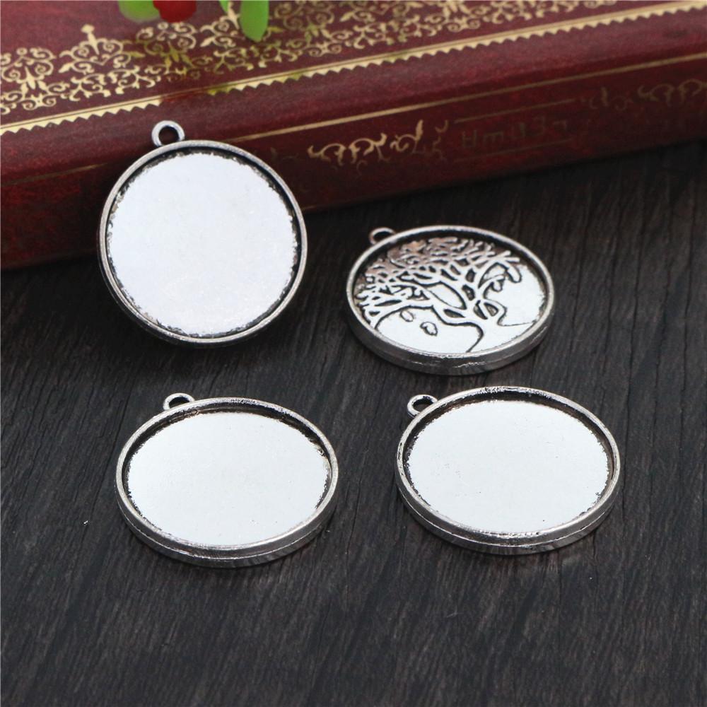 10pcs 20mm Inner Size Classic 5 Colors Plated One Sided Double Hanging Simple Style Cabochon Base Setting Charms Pendant