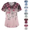 Women's V-neck Fashion Casual Printed Tops And Protective Workwear