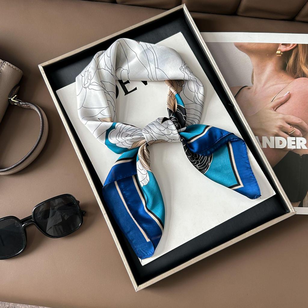 Korean Style High-End Printed Silk Scarf - Versatile Fashion Accessory