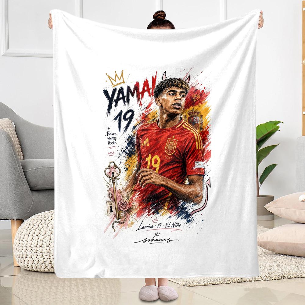 Lamine Yamal Fußballlegende Decke Weich & Gemütlich Groß für Sofa Wohnzimmer Büro für Alle Jahreszeiten Warme Dekoration Geburtstag Weihnachten Geschenk Decke