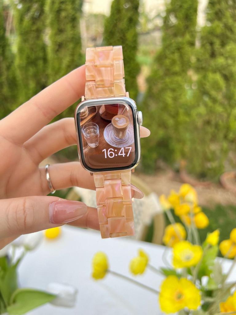 Lightweight Resin Band Compatible with Apple Watch iWatch Series 12 11/10, Summer Soft Breathable Sport Replacement Strap