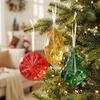 Plastic Christmas Tree Hanging Ornaments With Glitter Gem Accents In Square And Round Shapes For Festive Seasonal Decoration Use