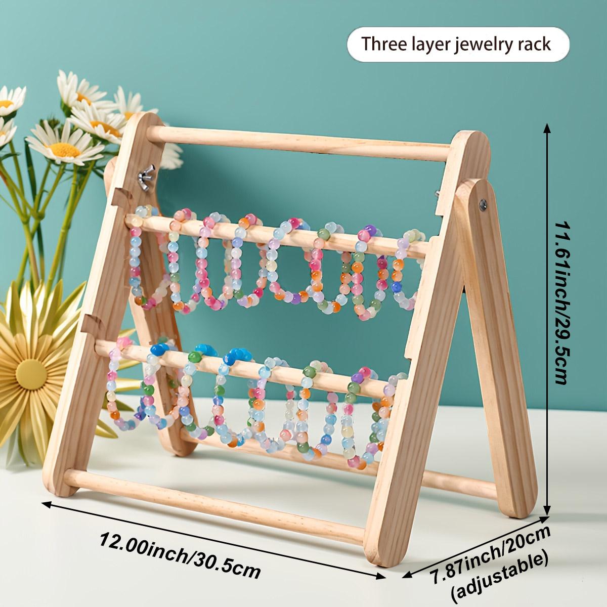 

Solid wood multi-layer bracelet storage rack, necklace and ankle chain trapezoidal display rack, large capacity organizing rack