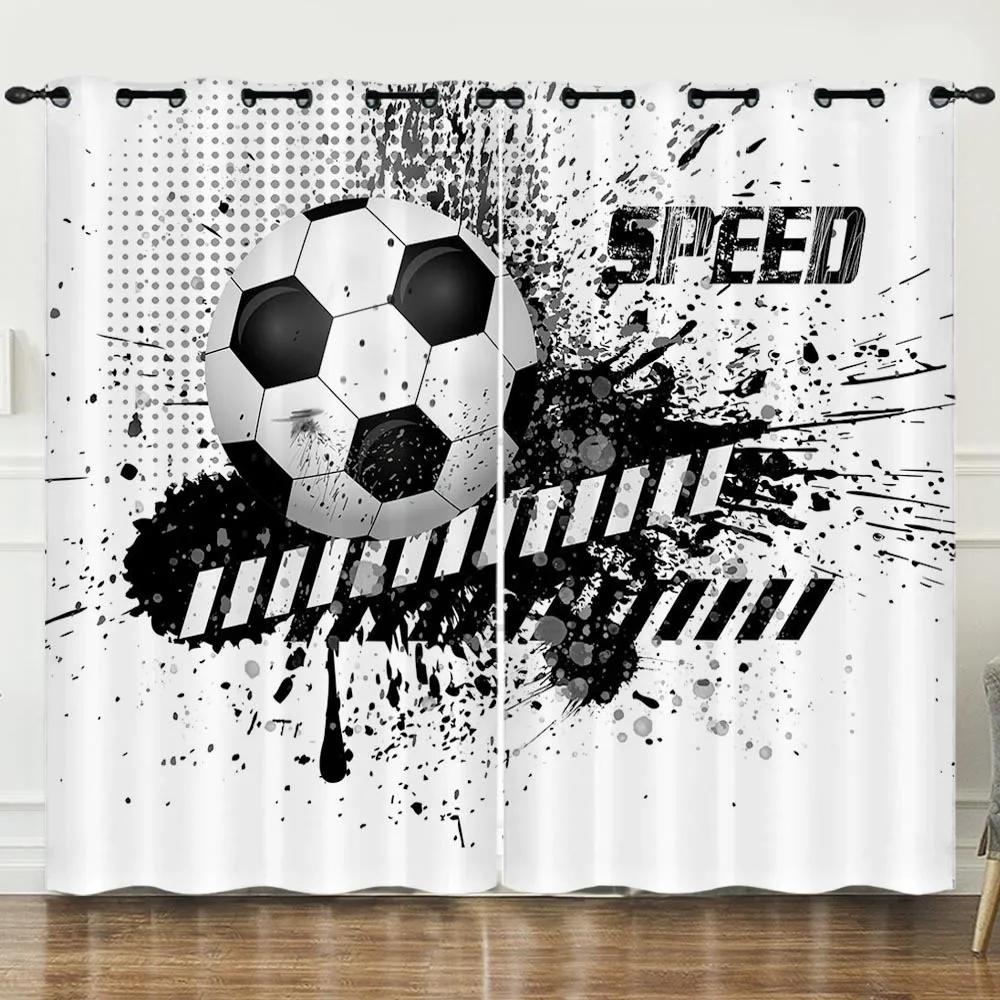 Fotballer Fotballdesign Blå Gardiner Vindusbehandling Draperier Vindusgardiner For Stue Soverom Barnerom Hjemmeinnredning
