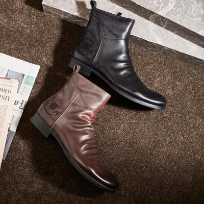 Stivali da Uomo in Pelle Scarpe Casual da Uomo Tacco Basso Antiscivolo Resistenti all'Usura Caldi Business Comfort Stivali Maschili Botines Para Hombre