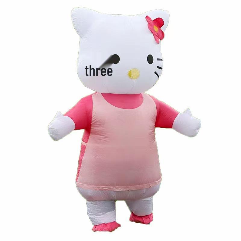 Cycling Style Full Body Easter Bunny Inflatable Costume - Blue Pink Festival Cosplay Doll