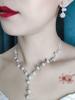 Set de 4 piezas de joyería para novia, collar de perlas y pedrería, pendientes, pulseras, accesorios para vestido de cena