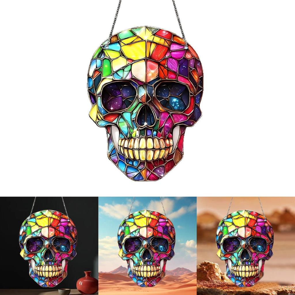 Fashion Colorful Skull Pattern Acrylic Glass Pendant For Party And Home Decoration