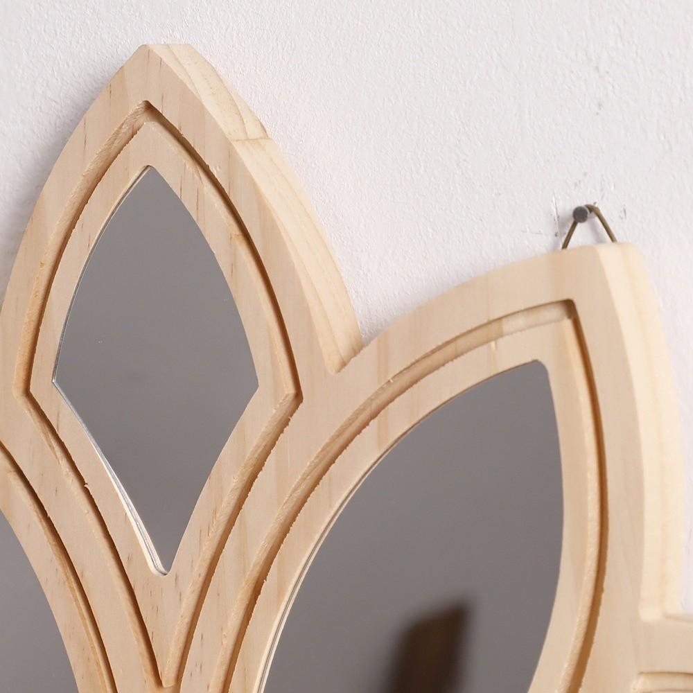 Creative Wooden Lotus Floating Shelf with Mirror Decorative Display Wall Shelf Detachable Crystal Display Rack Bedroom