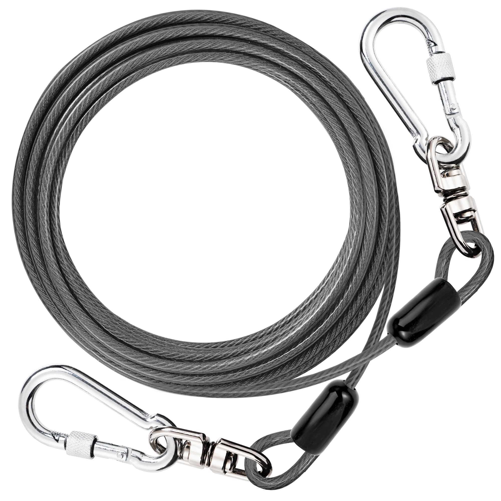 

DANOFY Dog Tethering Wire Lead Cable 5mm Dog Tethering Cable with Improved Carabiner and Runner Training Lead for Outdoor Garden Suitable for and