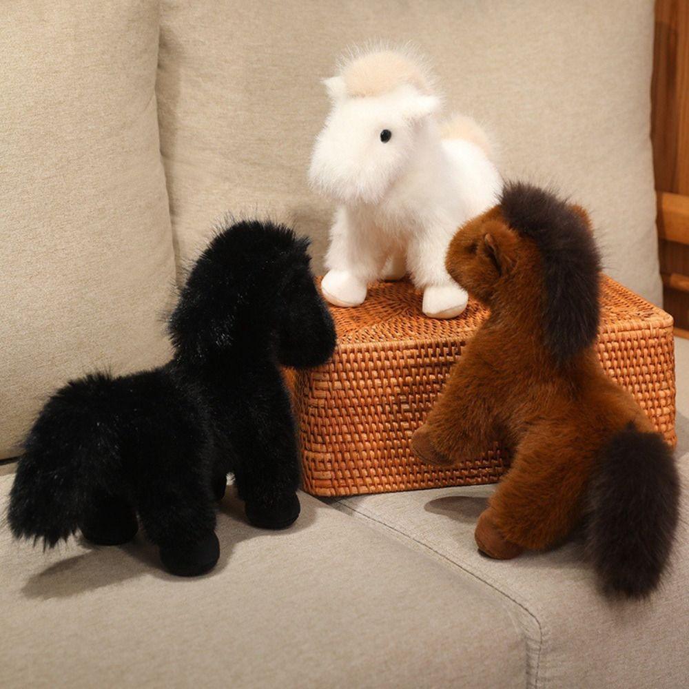 With Mane Horse Plush Toys Simulation Cartoon Horse Stuffed Toy  Valentine's Day Gifts