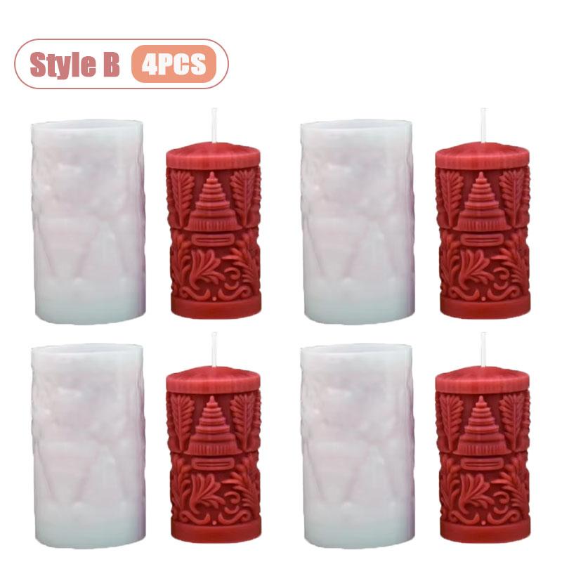 1-4PCS DIY Candle Making Kit Christmas Cylinder Silicone Mold for Handmade Scented Candles Holiday Gift Idea Home Craft Supplie
