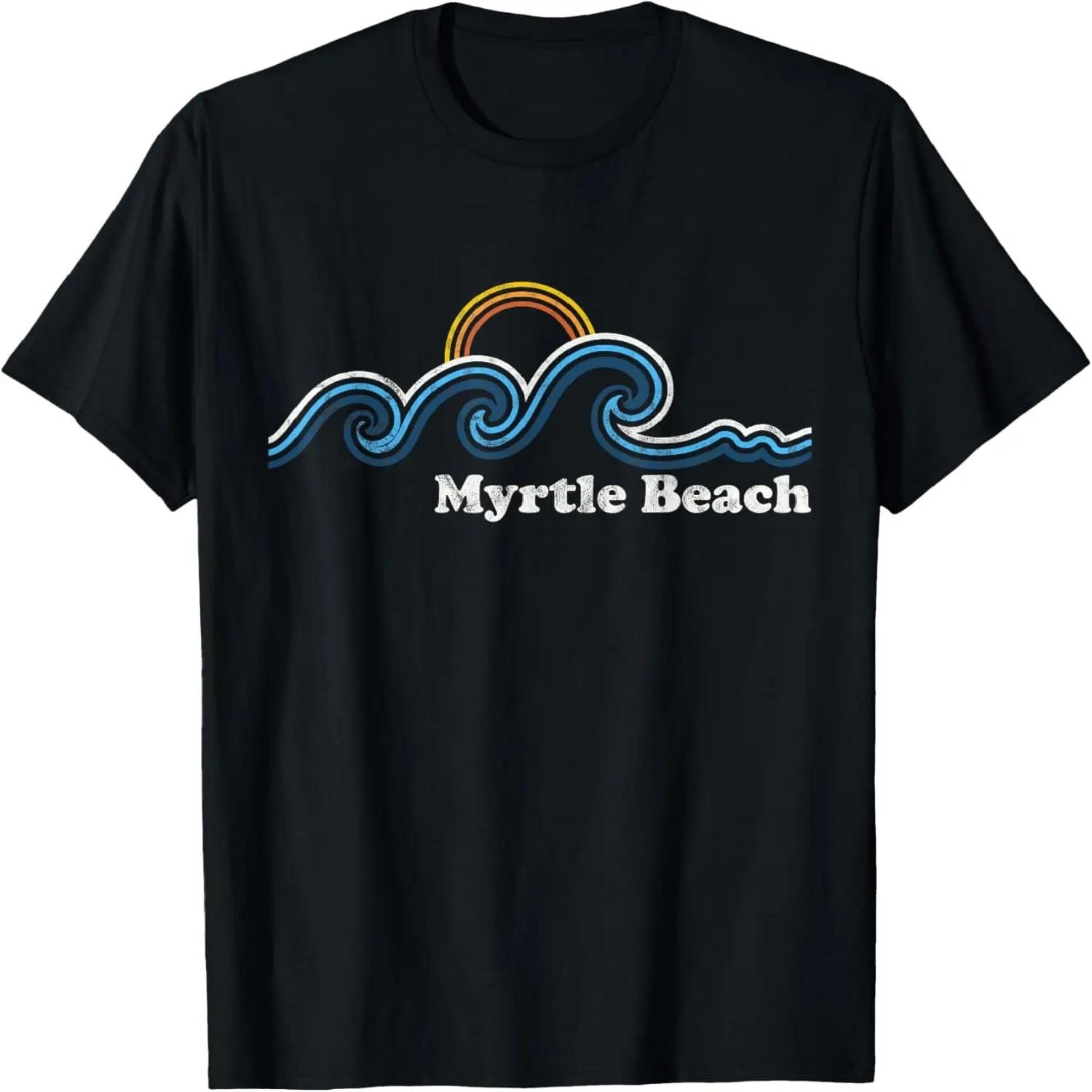 Myrtle Beach South Carolina SC Sufing Waves Sunset Vintage T-Shirt S чёрный