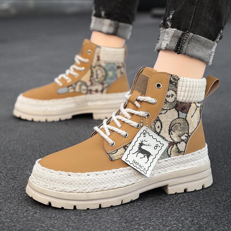 Extra Large Men's Trendy Martin Boots | Size 48 Casual Versatile High-Top Work Shoes