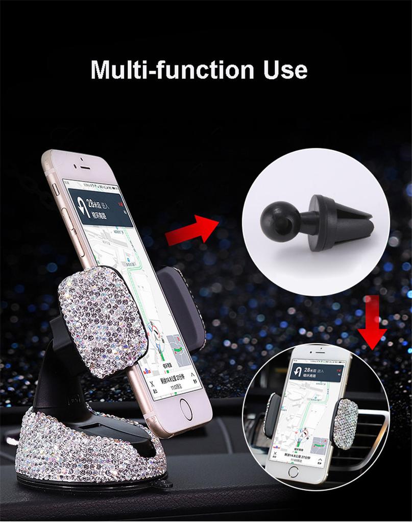 Bling Crystal Car Phone Mount with One More Air Vent Base Cell Phone Holder New