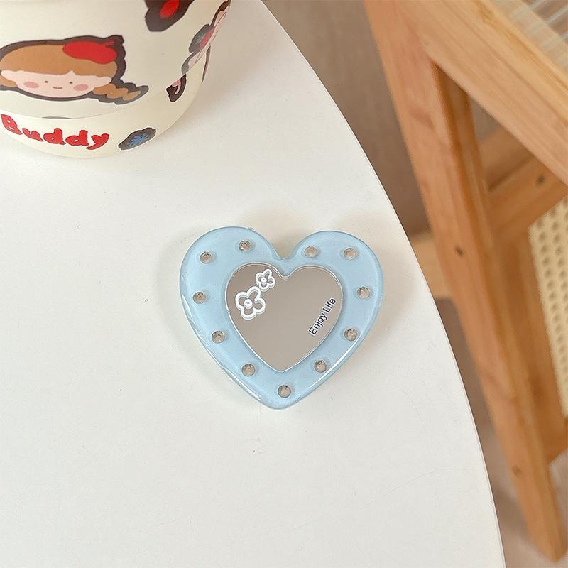Love Small Mirror Mobile Phone Airbag Holder Adhesive Rhinestone Adhesive Telescopic Folding Desktop Lazy