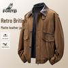 Futing Men's Retro Windproof PU Leather Jacket
