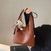 IELGY Soft Leather Lazy Style Tote Bag Ladies Retro Commuter Underarm Large Capacity Fashion Bucket Bag
