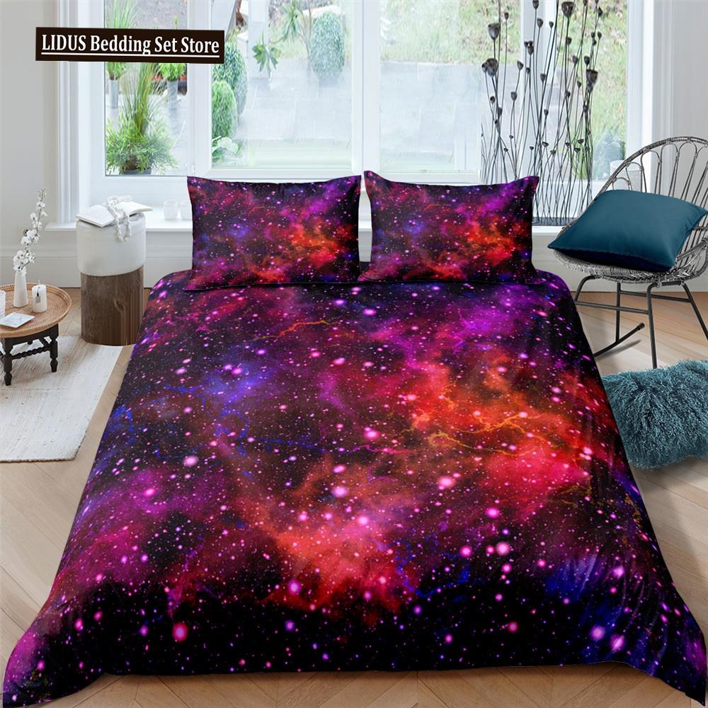 Galaxy Theme Blue Purple Design Duvet Cover Full Size For Girls Boys Teens Kids Gifts Starry Dream Sky Bedding Set Room Decor