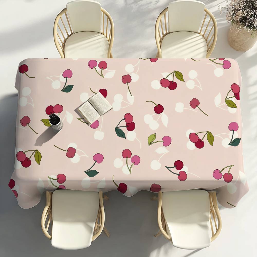 Kirschfrucht Rosa Tischdecke Party Dekoration Esszimmer Zuhause Küche Terrassen Wasserdicht Fleckenabweisend Tischdecke