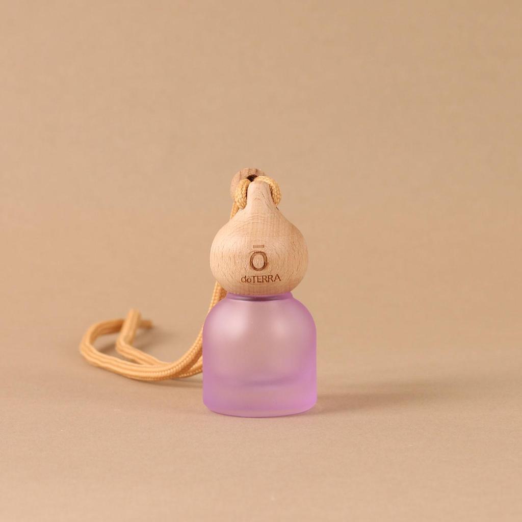 Gourd-Shaped Car Air Freshener Pendant with Lanyard, Frosted Glass Bottle, Beech Wood Lid, Multiple Colors.