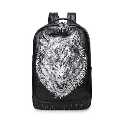 3D Wolf Backpack SteamPunk Rivet Personality Travel Bagpack College High School Bags Bookbag Laptop Bag Women Ane Men