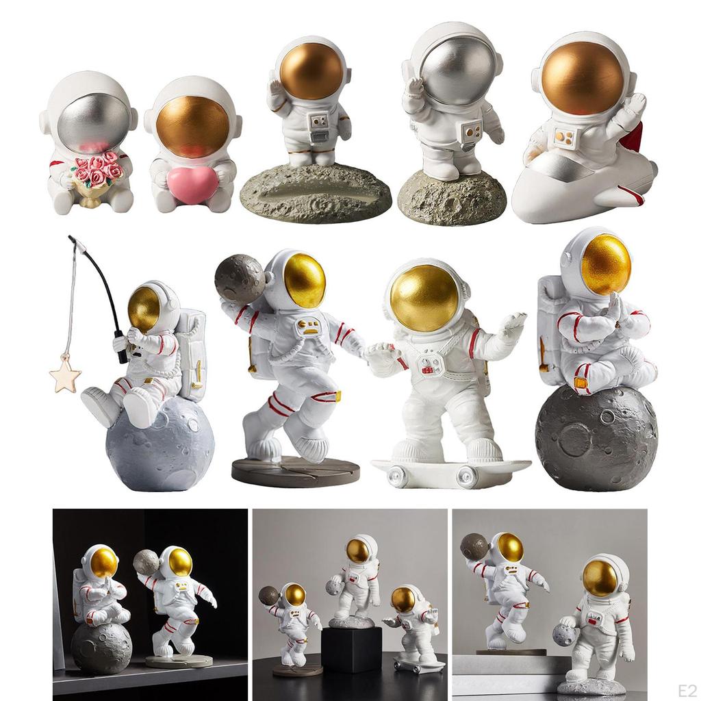 Astronaut Figurines Decor Shelf Character Spaceman Statue Outer Space Handmade Desktop Collectible