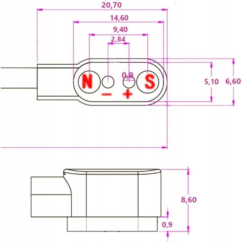 Ładowarka Kabel Magnetyczny Do Smartwatcha 2 Pin 2,84Mm Czarny Uniwersalny
